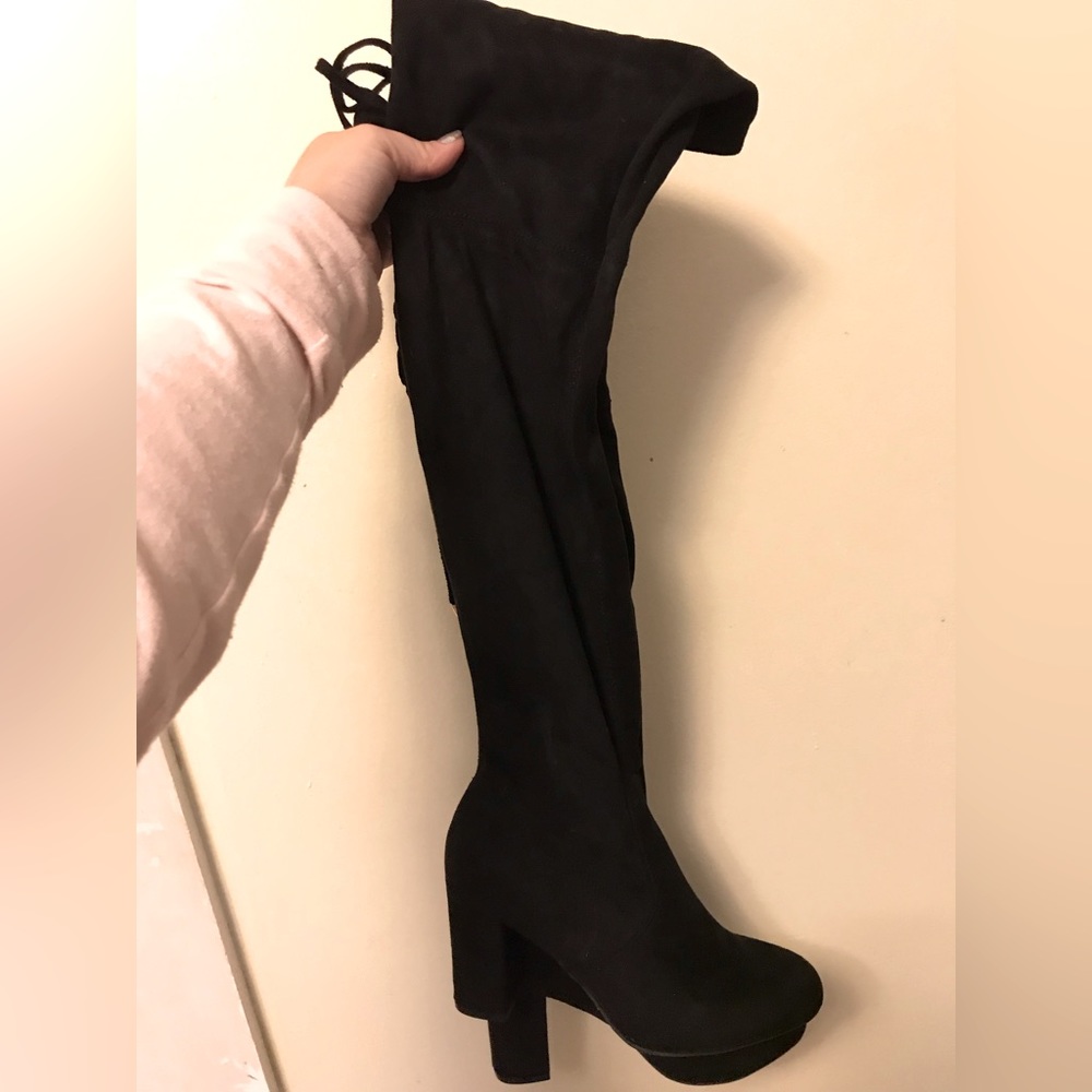Suede Over The Knee Black Boots NWOTs